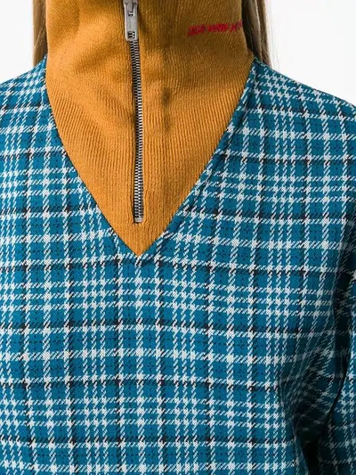 Shop Calvin Klein 205w39nyc Zip Up Tartan Jumper In Blue