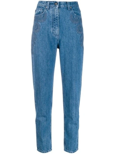 Shop Etro Jeans Mit Paisley-stickerei In Blue