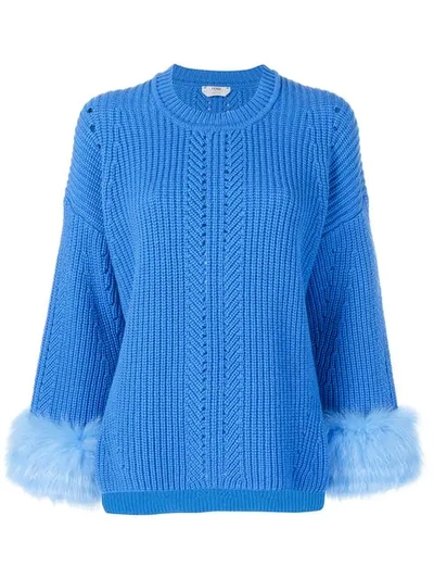 Shop Fendi Fur-trim Knit Sweater In F14pj-antigua