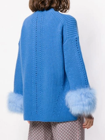 Shop Fendi Fur-trim Knit Sweater In F14pj-antigua