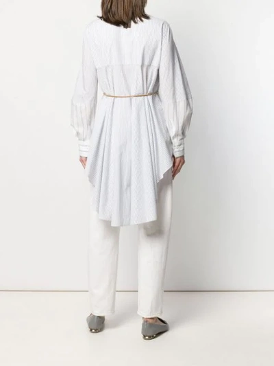 Shop Brunello Cucinelli Belted Striped Shirt In White