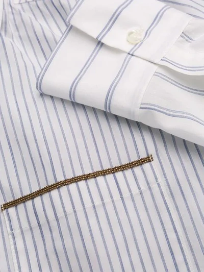 Shop Brunello Cucinelli Belted Striped Shirt In White
