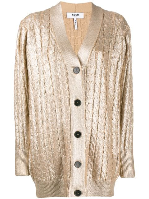 metallic gold cardigan