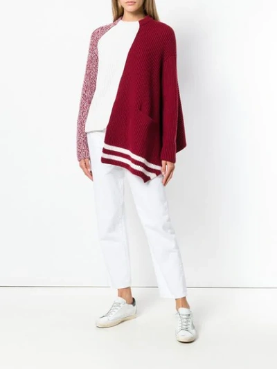 Shop Mrz Asymmetric Ribbed Knit Sweater In Red