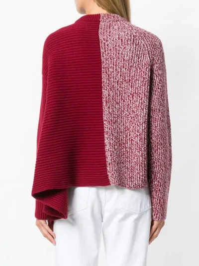 Shop Mrz Asymmetric Ribbed Knit Sweater In Red
