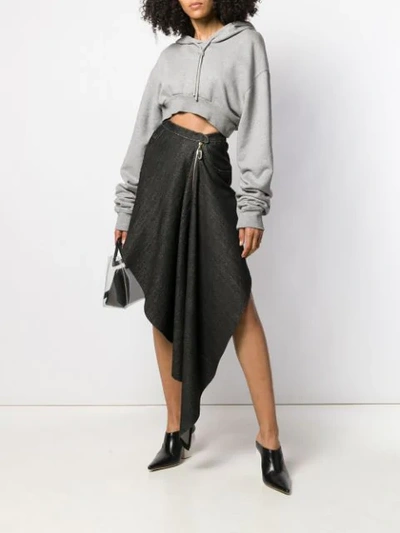 Shop Atu Body Couture Draped Denim Skirt In Black