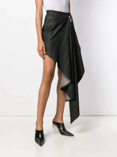 Shop Atu Body Couture Draped Denim Skirt In Black