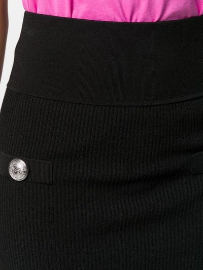 Shop Balmain High-waisted Buttoned Skirt In Black