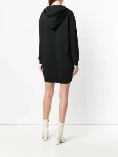 Shop Moschino Logo Print Hoodie Dress - Black