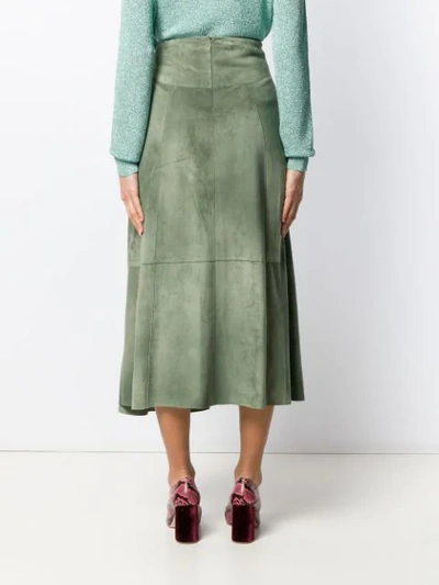 Shop Bottega Veneta Panelled Midi Skirt - Green