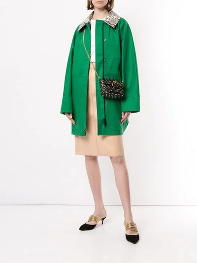 Shop N°21 Contrast-collar Coat In Green