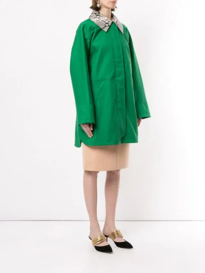 Shop N°21 Contrast-collar Coat In Green