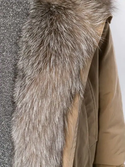 Shop Moncler Zipped Hooded Parka Coat In Neutrals