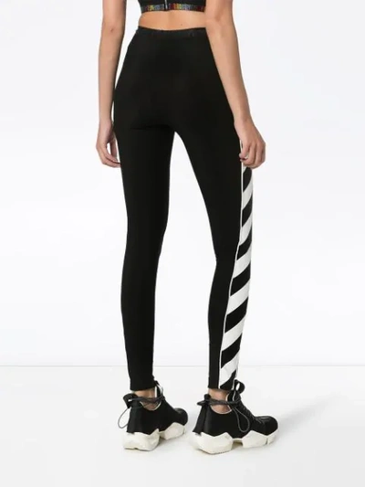 Shop Off-white Diagonal Stripe Print Leggings In Black