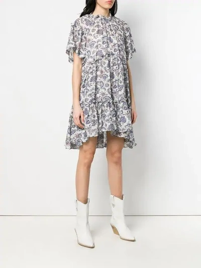 Shop Isabel Marant Paisley Tiered Mini Dress In Neutrals