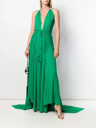 Shop Dsquared2 Light Crepe Long Dress In Green