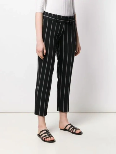 Shop Cambio Striped Cropped Trousers In Black