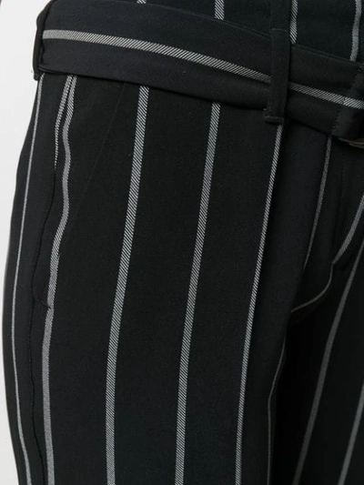 Shop Cambio Striped Cropped Trousers In Black