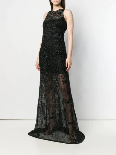 Shop Versace Besticktes Abendkleid In Black