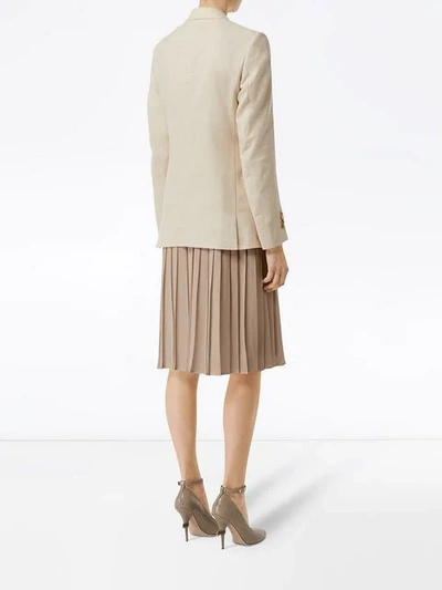 Shop Burberry Monogram Motif Wool Silk Linen Tailored Jacket In Neutrals