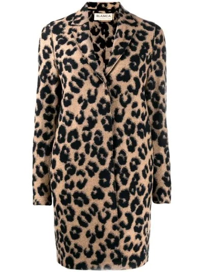 Shop Blanca Leopard Print Coat - Brown