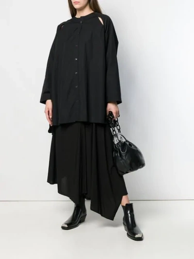 Shop Yohji Yamamoto Cut Out Oversized Shirt - Black