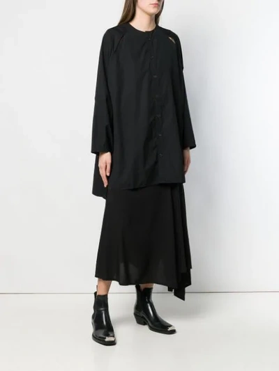 Shop Yohji Yamamoto Cut Out Oversized Shirt - Black