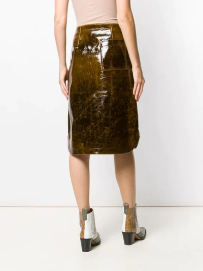 Shop Erika Cavallini Panelled Patent Skirt In Brown