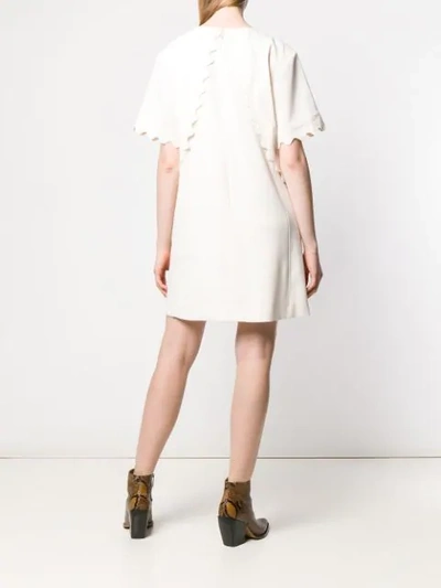 Shop Chloé Scalloped T-shirt Dress In Neutrals