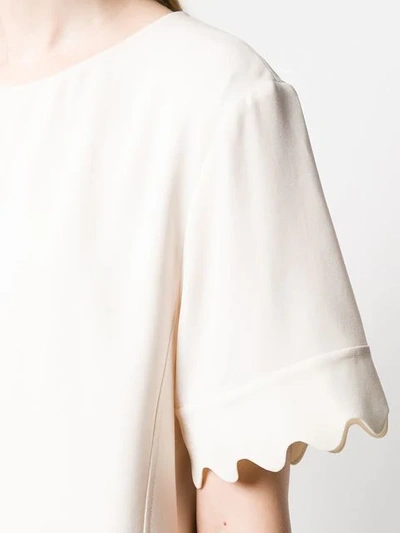 Shop Chloé Scalloped T-shirt Dress In Neutrals