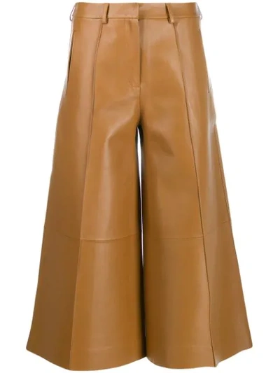 Shop Rokh Cropped Palazzo Trousers In Neutrals