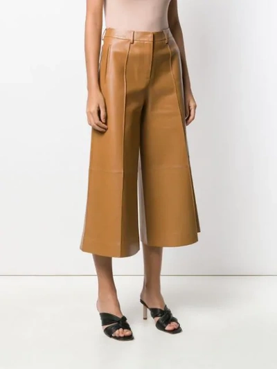 Shop Rokh Cropped Palazzo Trousers In Neutrals