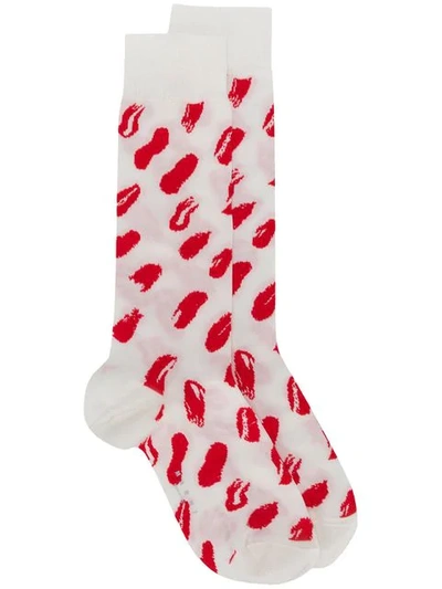 Shop Marni Patterned Socks In White