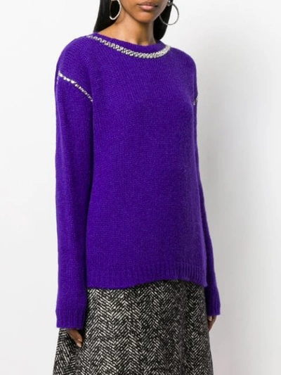 Shop Rochas Rhinestone Trim Jumper In 510 Medium Purple