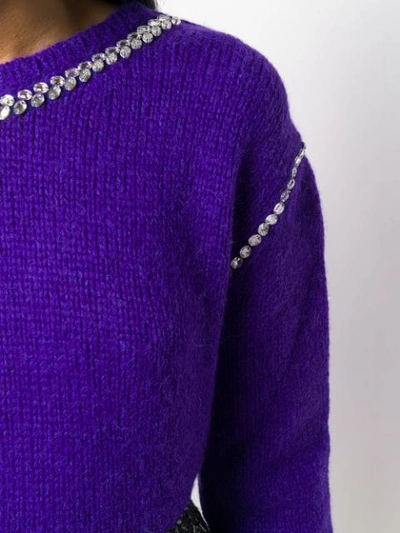 Shop Rochas Rhinestone Trim Jumper In 510 Medium Purple