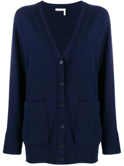 Shop Chloé Longline Cardigan In Blue