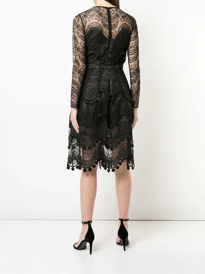 Shop Oscar De La Renta Wave Chantilly Lace Dress In Black