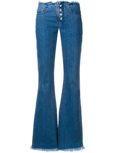 Shop 7 For All Mankind Frayed Edges Flared Jeans In Blue