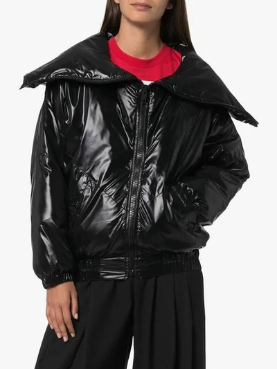 Shop Givenchy Logo Varnished Bomber Jacket In Black