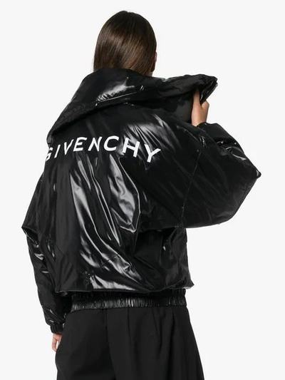 Shop Givenchy Logo Varnished Bomber Jacket In Black