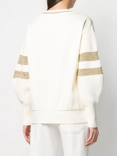 Shop Moncler Logo Patch Sweater In 034 Beige