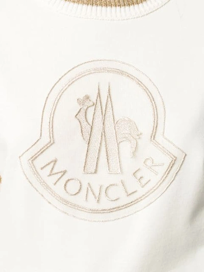 Shop Moncler Logo Patch Sweater In 034 Beige