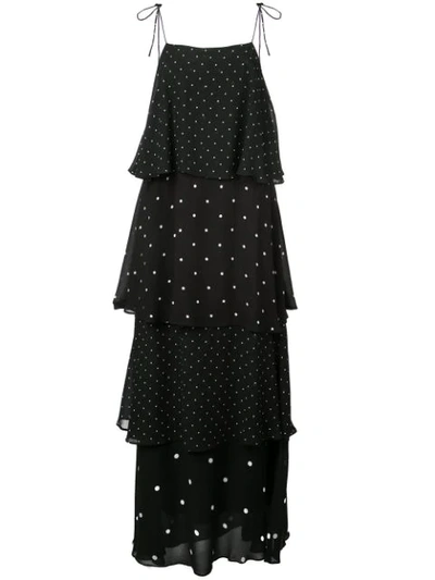 Shop Anine Bing Polka Dot Tiered Dress In Black