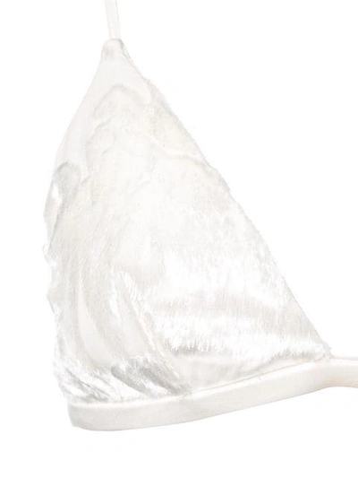Shop Fleur Du Mal Velvet Triangular Bra In White