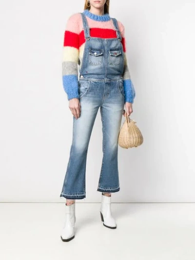 Shop Alanui Classic Denim Overalls In Blue