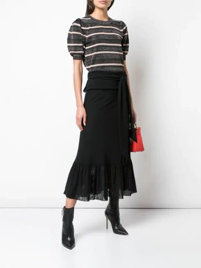 Shop Ulla Johnson Striped Knit Top In Black