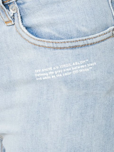 OFF-WHITE 紧身围巾系腰弹性棉质牛仔裤 - 蓝色