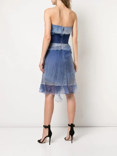 Shop Marchesa Off-the-shoulder Dress In Blue