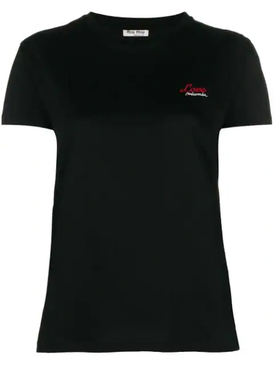 Shop Miu Miu Back Detail T-shirt In Black