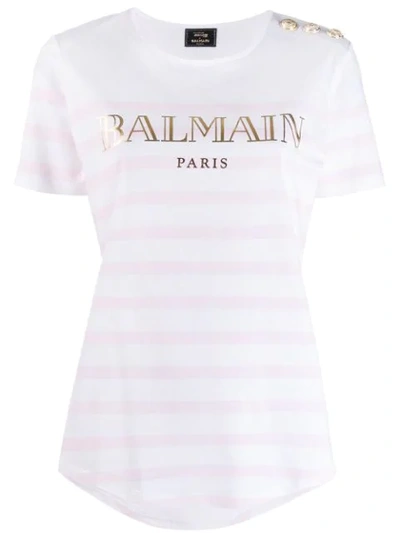 Shop Balmain X Julian Fashion T-shirt Mit Logo - Weiss In White
